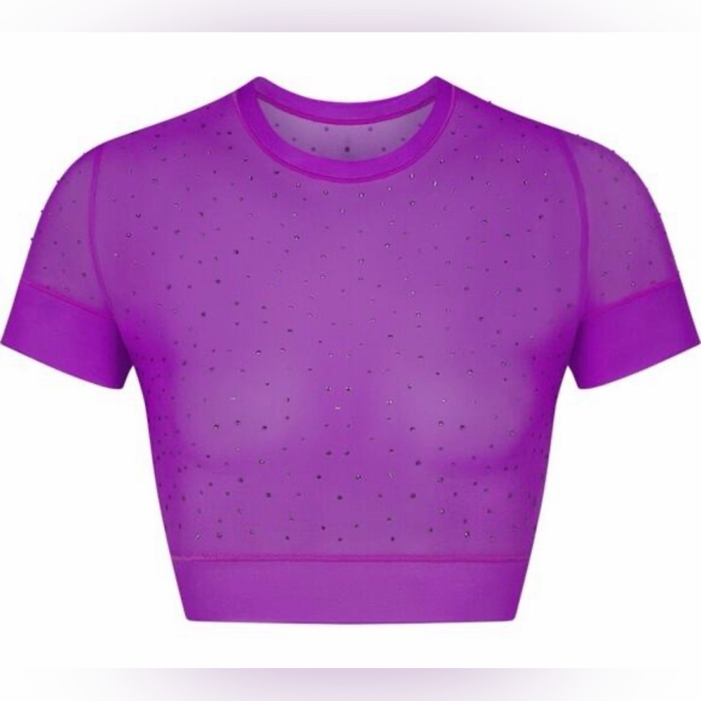 SKIMS‎ Purple Violet Rhinestone Sheer Top